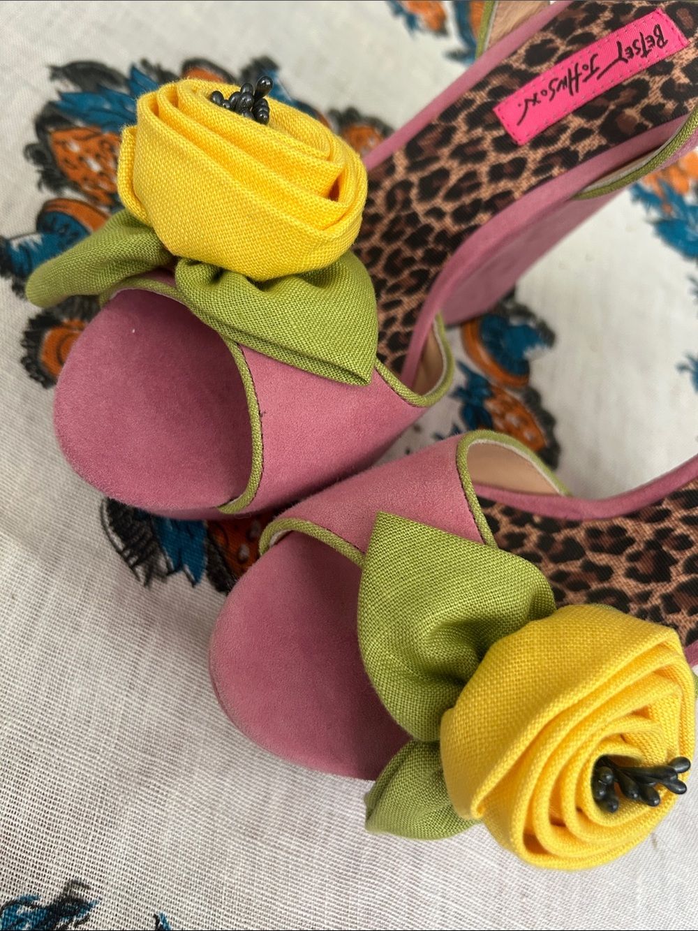 Betsey Johnson Pink Wedge Sandal with Yellow Flower - Picture 6 of 6